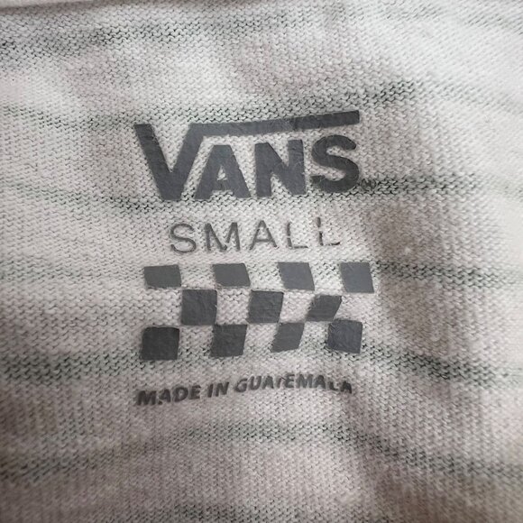 VANS Off The Wall Long Sleeve Striped T-Shirt White Green Yellow Red Small Skate - Picture 3 of 5